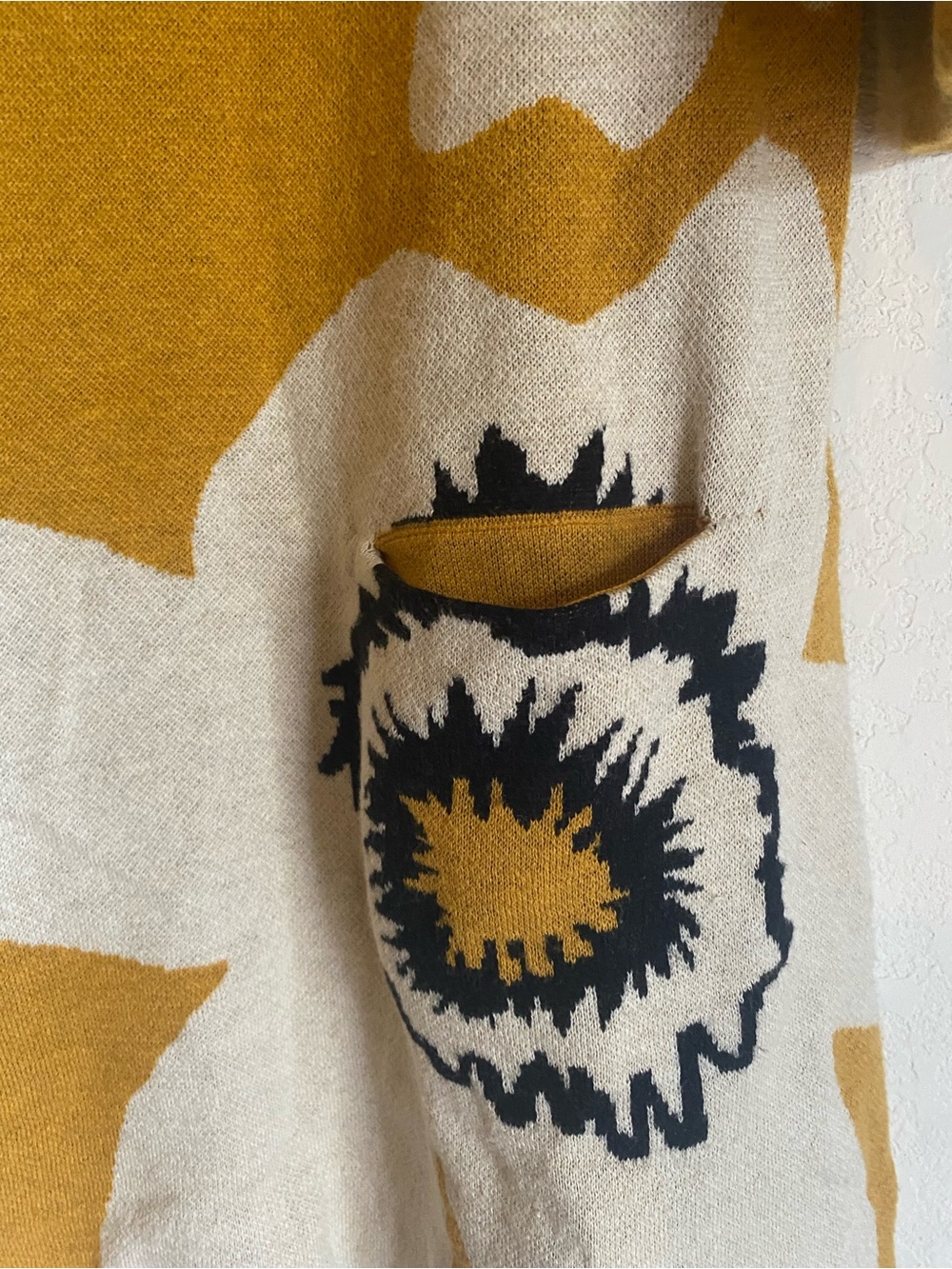 Anthroplogie Field Flower Mustard Floral Knit Women's Sweater Dress Boho Western - Picture 3 of 10